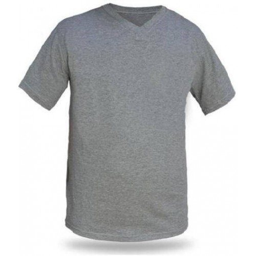 V Yaka Kısa Kollu Gri T-Shirt