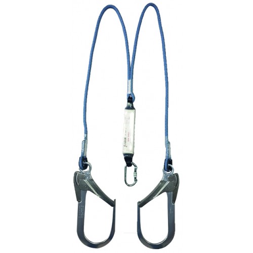 KA231 BA Çift Kollu Statik Halatlı Lanyard Büyük Alüminyum Kancalı