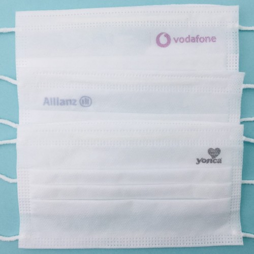 Kurumlara özel logo baskılı tek kullanımlık maske